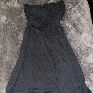 Black Strapless Midi Dress